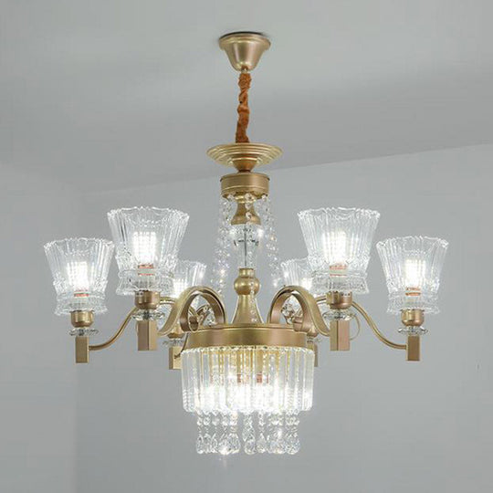 Sputnik Crystal Chandelier - Contemporary Ceiling Light with 11/13/15 Satin Brass Heads, 37.5"/40.5"/41" Wide