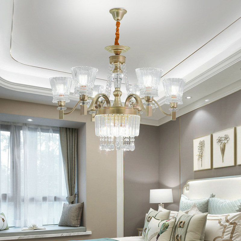 Sputnik Crystal Chandelier - Contemporary Ceiling Light with 11/13/15 Satin Brass Heads, 37.5"/40.5"/41" Wide