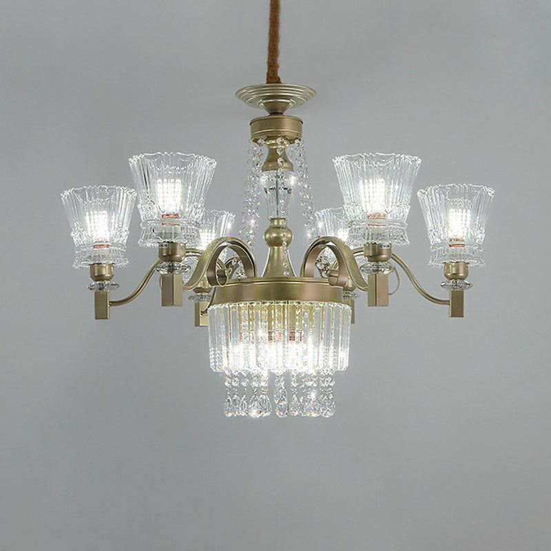 Sputnik Crystal Chandelier - Contemporary Ceiling Light with 11/13/15 Satin Brass Heads, 37.5"/40.5"/41" Wide