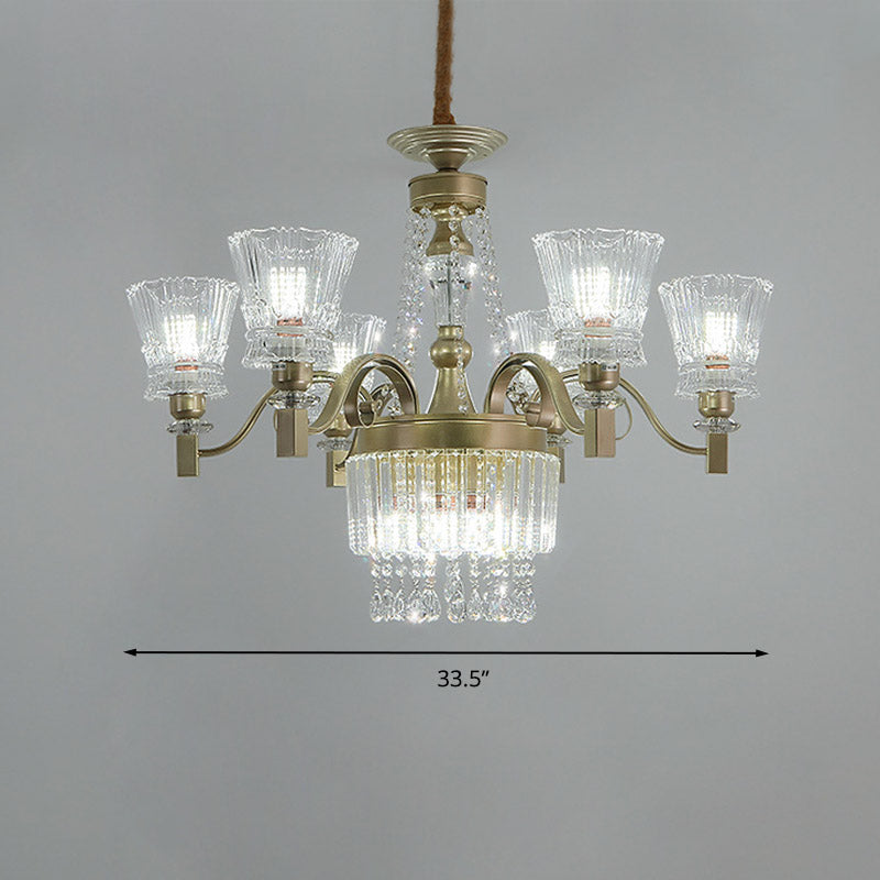 Sputnik Crystal Chandelier - Contemporary Ceiling Light with 11/13/15 Satin Brass Heads, 37.5"/40.5"/41" Wide