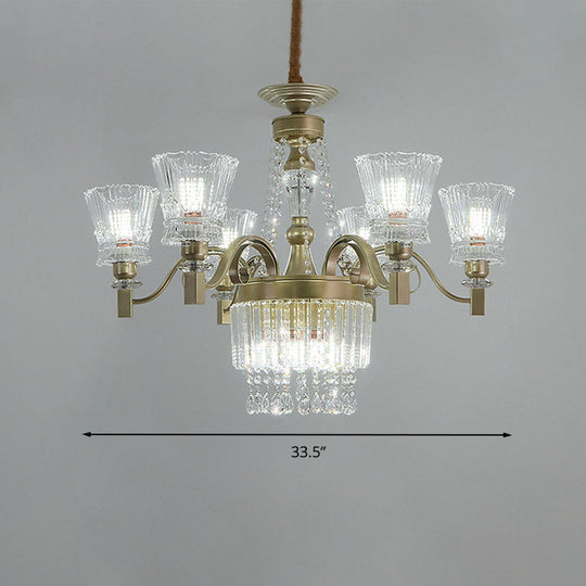 Sputnik Crystal Chandelier - Contemporary Ceiling Light with 11/13/15 Satin Brass Heads, 37.5"/40.5"/41" Wide