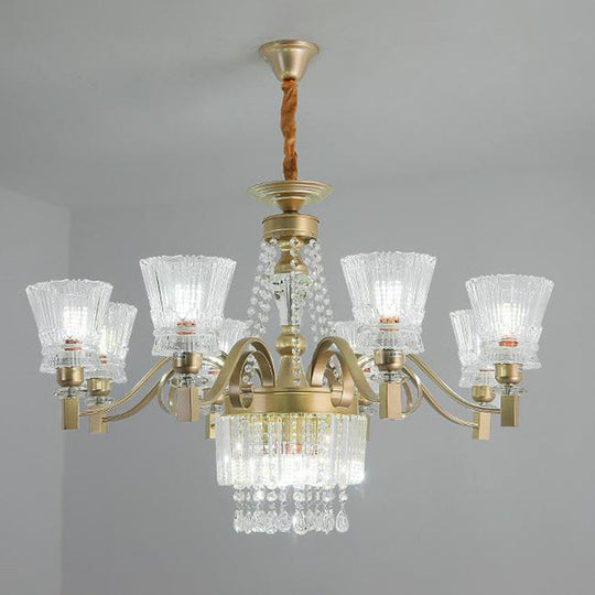 Sputnik Crystal Chandelier - Contemporary Ceiling Light with 11/13/15 Satin Brass Heads, 37.5"/40.5"/41" Wide