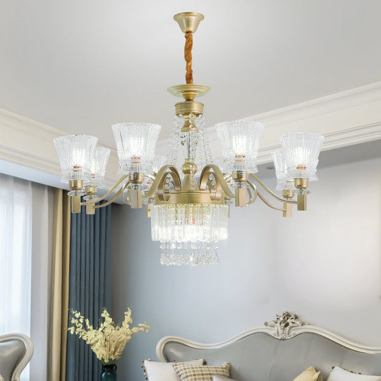 Sputnik Crystal Chandelier - Contemporary Ceiling Light with 11/13/15 Satin Brass Heads, 37.5"/40.5"/41" Wide