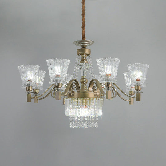 Sputnik Crystal Chandelier - Contemporary Ceiling Light with 11/13/15 Satin Brass Heads, 37.5"/40.5"/41" Wide
