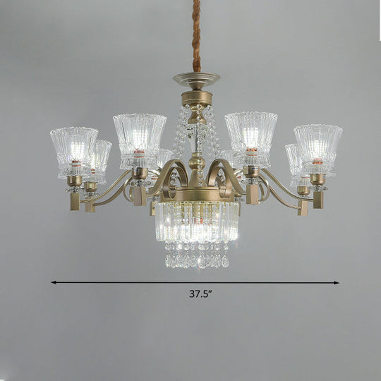 Sputnik Crystal Chandelier - Contemporary Ceiling Light with 11/13/15 Satin Brass Heads, 37.5"/40.5"/41" Wide