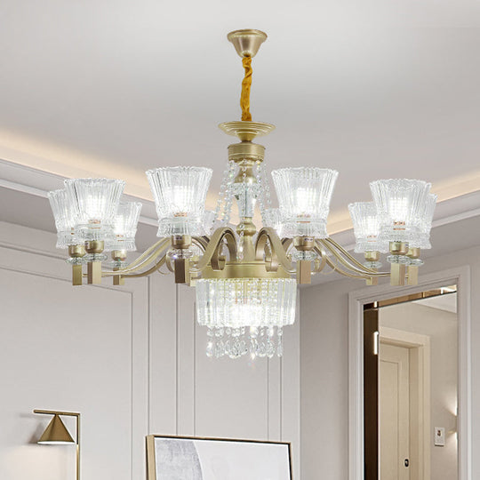 Sputnik Crystal Chandelier - Contemporary Ceiling Light with 11/13/15 Satin Brass Heads, 37.5"/40.5"/41" Wide