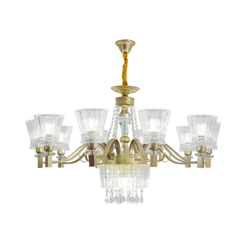 Sputnik Crystal Chandelier - Contemporary Ceiling Light with 11/13/15 Satin Brass Heads, 37.5"/40.5"/41" Wide