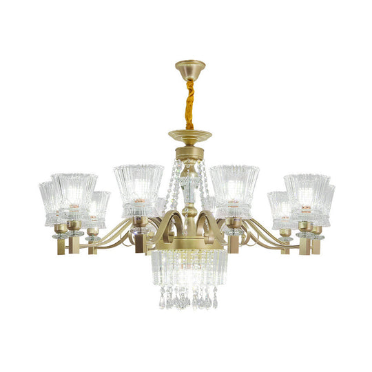 Sputnik Crystal Chandelier - Contemporary Ceiling Light with 11/13/15 Satin Brass Heads, 37.5"/40.5"/41" Wide