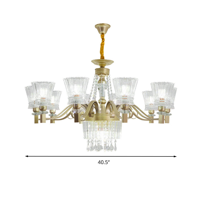 Sputnik Crystal Chandelier - Contemporary Ceiling Light with 11/13/15 Satin Brass Heads, 37.5"/40.5"/41" Wide