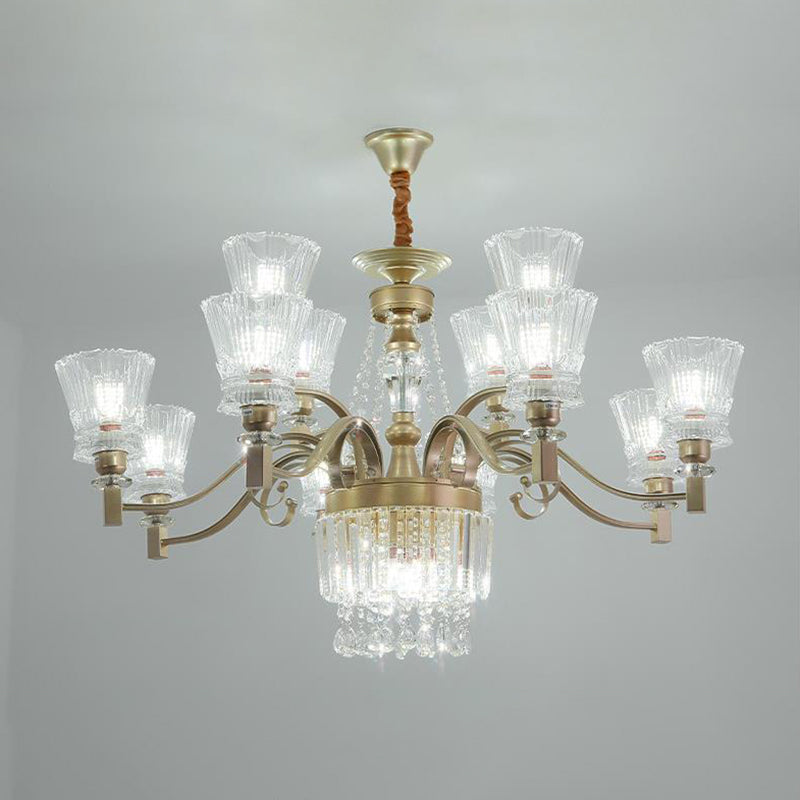 Sputnik Crystal Chandelier - Contemporary Ceiling Light with 11/13/15 Satin Brass Heads, 37.5"/40.5"/41" Wide