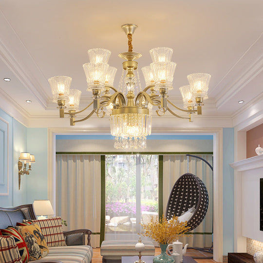 Sputnik Crystal Chandelier - Contemporary Ceiling Light with 11/13/15 Satin Brass Heads, 37.5"/40.5"/41" Wide