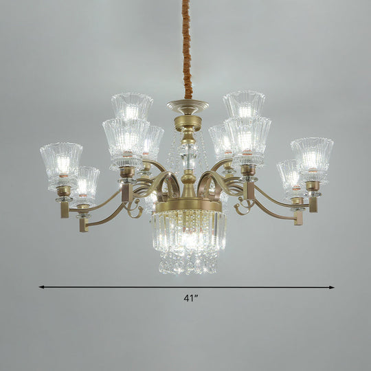 Sputnik Crystal Chandelier - Contemporary Ceiling Light with 11/13/15 Satin Brass Heads, 37.5"/40.5"/41" Wide