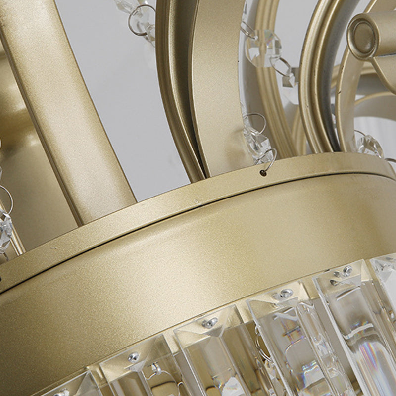 Sputnik Crystal Chandelier - Contemporary Ceiling Light with 11/13/15 Satin Brass Heads, 37.5"/40.5"/41" Wide