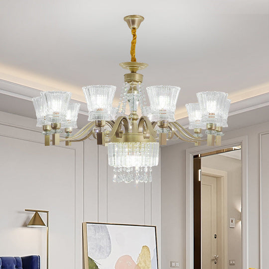 Sputnik Crystal Chandelier - Contemporary Ceiling Light with 11/13/15 Satin Brass Heads, 37.5"/40.5"/41" Wide