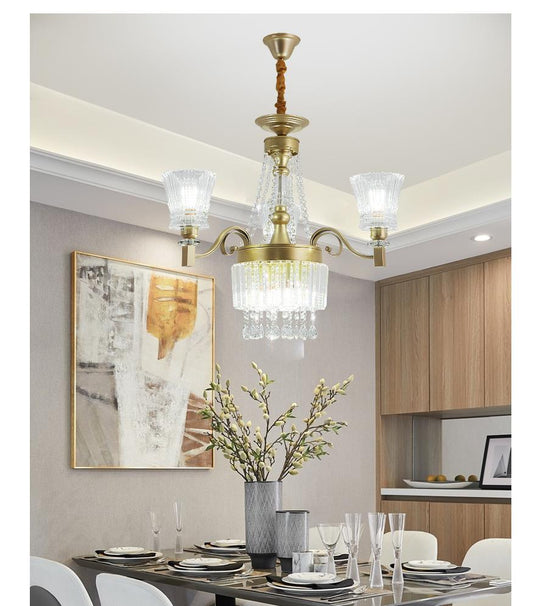 Sputnik Crystal Chandelier - Contemporary Ceiling Light with 11/13/15 Satin Brass Heads, 37.5"/40.5"/41" Wide