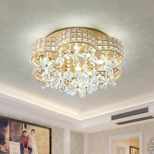 Scallop Crystal LED Ceiling Light in Gold - Modern Flush Mount Lamp for Bedroom