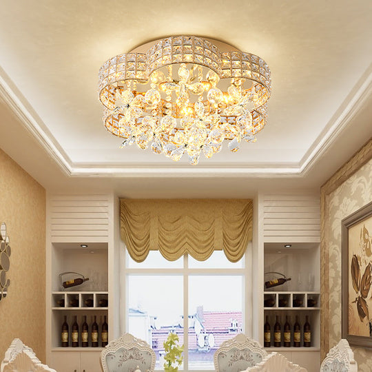 Scallop Crystal LED Ceiling Light in Gold - Modern Flush Mount Lamp for Bedroom