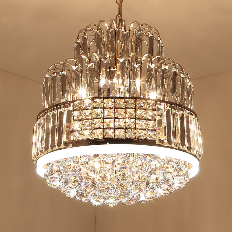 Modern Circular Chandelier - Crystal Ball Pendant with 11 Lights, Gold Finish - Ideal for Dining Room Lighting