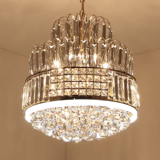 Modern Circular Chandelier - Crystal Ball Pendant with 11 Lights, Gold Finish - Ideal for Dining Room Lighting