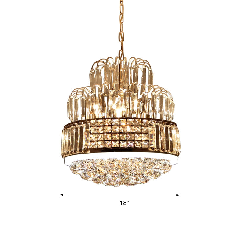 Modern Circular Chandelier - Crystal Ball Pendant with 11 Lights, Gold Finish - Ideal for Dining Room Lighting