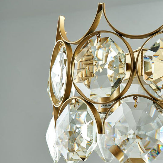 Modern Black/Gold Pendant Lighting Fixture with Crystal Prism Shade - 8-Bulb Dining Room Island Light