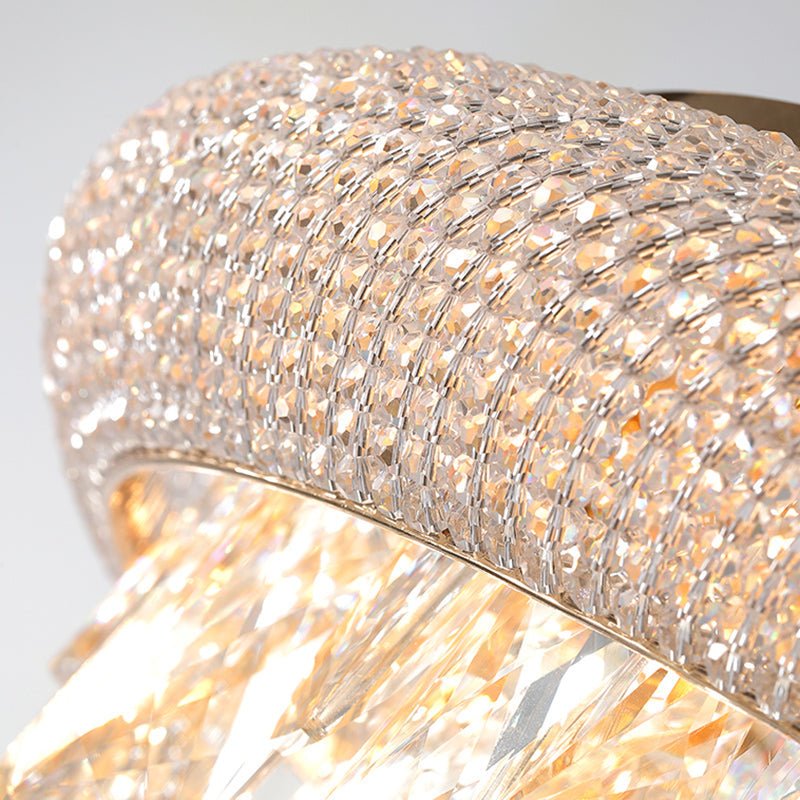 Gold Crystal LED Ceiling Light with Sleek Rectangle Design