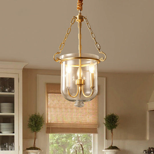 Colonial Candle Glass Chandelier Pendant with Clear Glass - Ideal for Dining Room