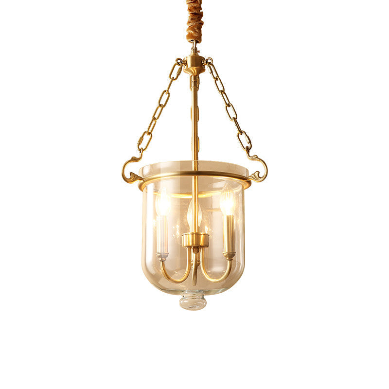 Colonial Candle Glass Chandelier Pendant with Clear Glass - Ideal for Dining Room