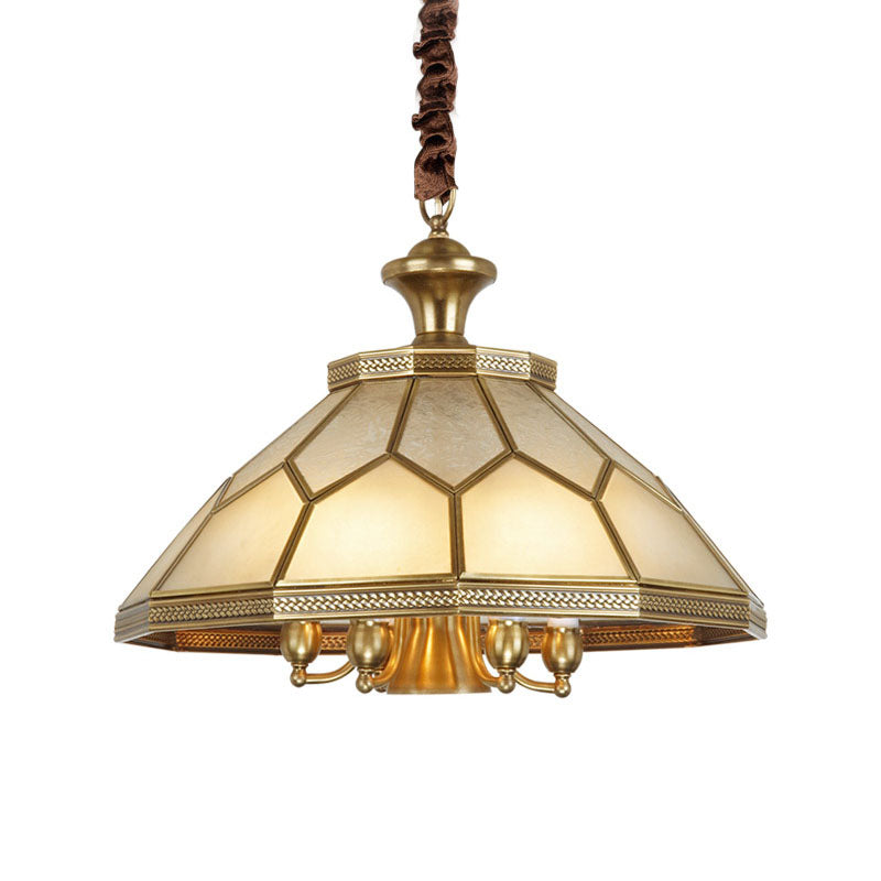 Colonial Ivory Glass Chandelier Pendant Light - 3/7 Lights, Gold Suspension Lamp - 13"/20.5" W, Ideal for Restaurants