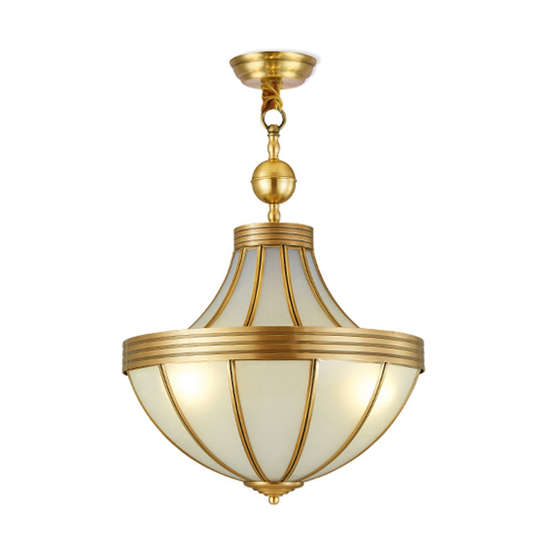 Gold Teardrop Chandelier Pendant Light with Sandblasted Glass - 3 Lights for Dining Room