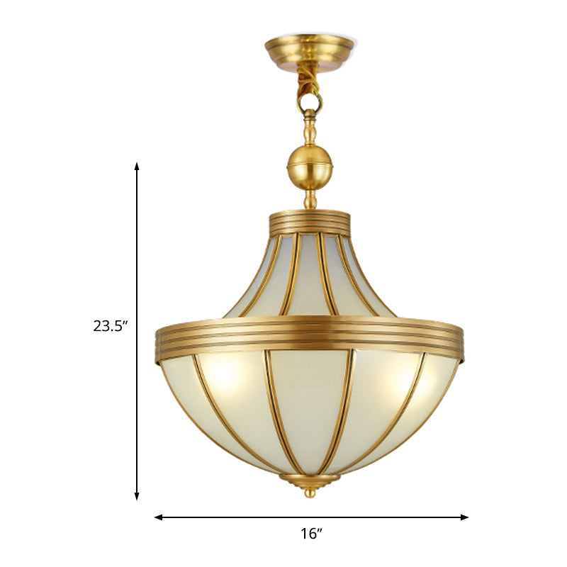 Gold Teardrop Chandelier Pendant Light with Sandblasted Glass - 3 Lights for Dining Room