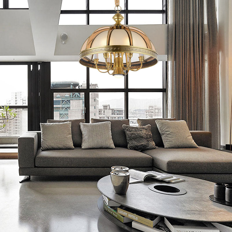 Colonial Brass Chandelier: 7-Bulb Hanging Lamp for Kitchen - 16.5"/20.5" Wide