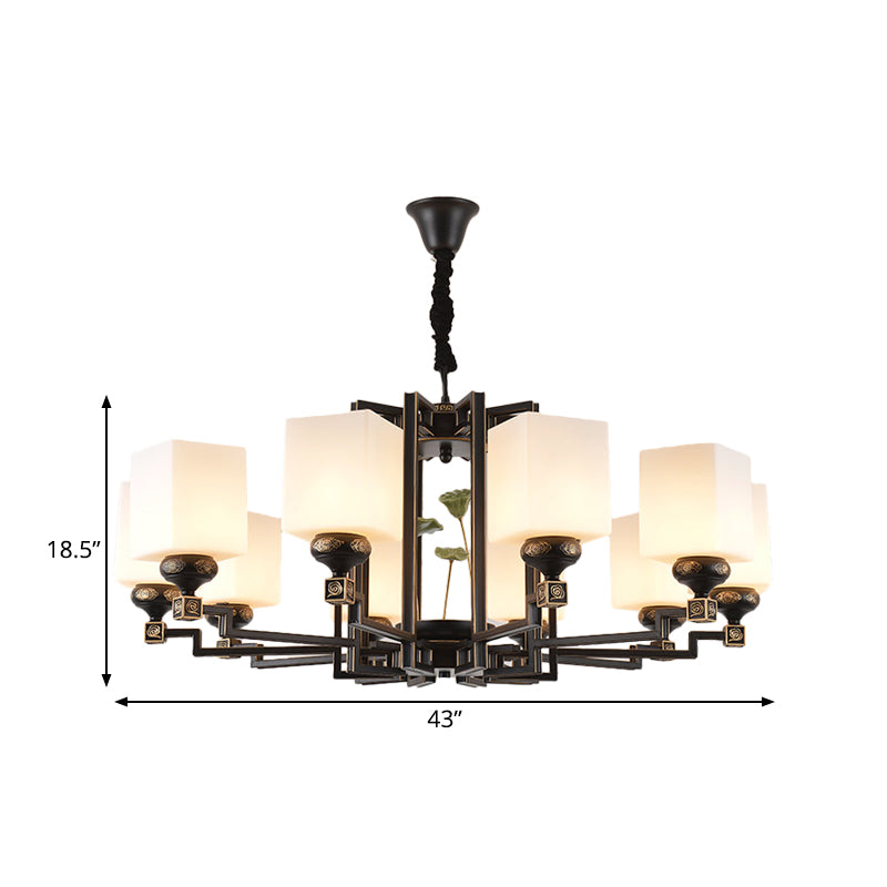 Traditional Style Black Metal Chandelier with 6/8/10 Lights - Dining Room Pendant Lighting