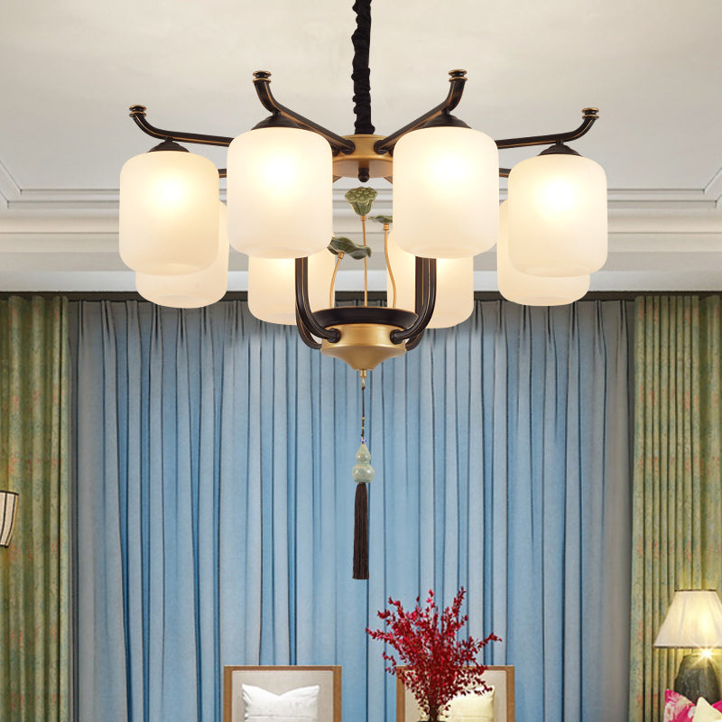 Classic Caged Hanging Chandelier - 6/8/10 Lights - Black Metal Pendant Lighting Fixture