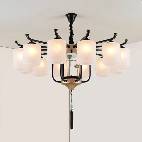 Classic Caged Hanging Chandelier - 6/8/10 Lights - Black Metal Pendant Lighting Fixture