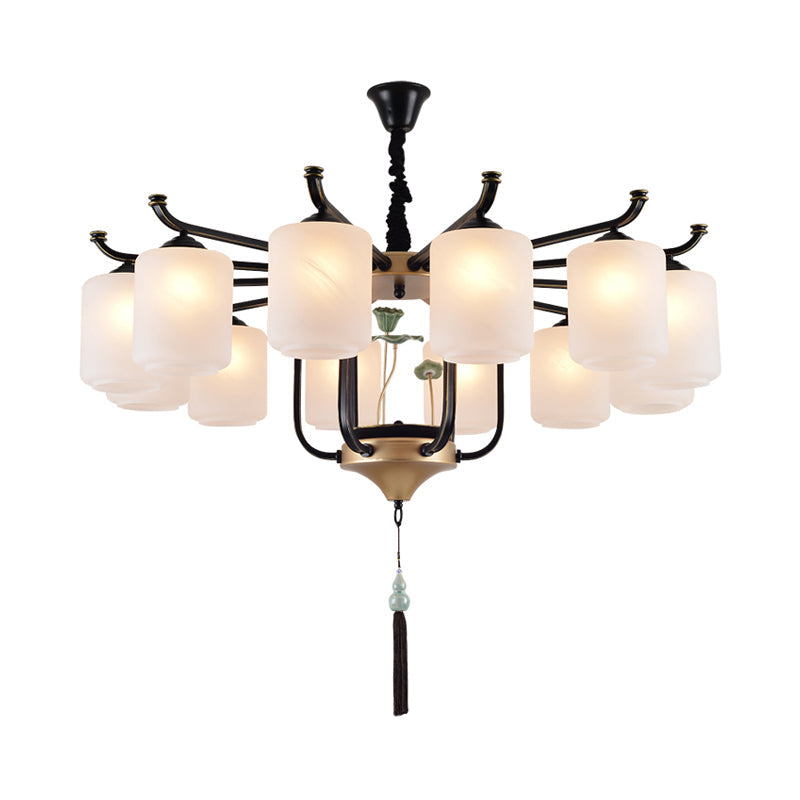 Classic Caged Hanging Chandelier - 6/8/10 Lights - Black Metal Pendant Lighting Fixture