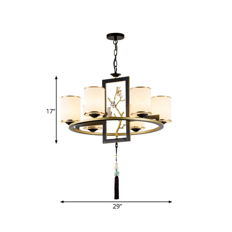 Classic Metal Cylinder Chandelier - 6/8/10 Lights - Living Room Pendant Lighting in Black and Gold