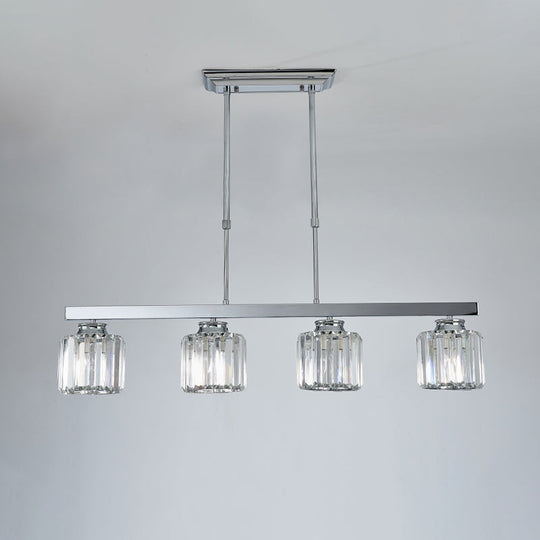 Tri-Sided Crystal Rod Silver Pendant Light for Dining Room and Kitchen Island