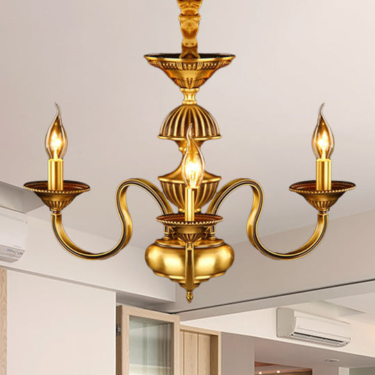 Suspended Metal Pendant Chandelier with Colonial-inspired Design & 3/5/6 Lights, Ideal for Dining Rooms, Brass Finish