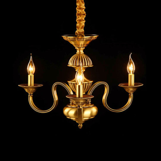 Suspended Metal Pendant Chandelier with Colonial-inspired Design & 3/5/6 Lights, Ideal for Dining Rooms, Brass Finish