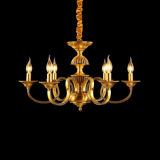 Suspended Metal Pendant Chandelier with Colonial-inspired Design & 3/5/6 Lights, Ideal for Dining Rooms, Brass Finish