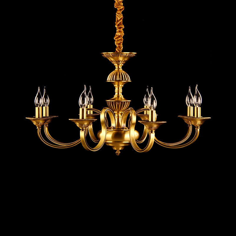 Suspended Metal Pendant Chandelier with Colonial-inspired Design & 3/5/6 Lights, Ideal for Dining Rooms, Brass Finish