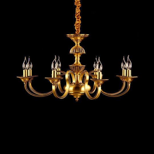 Suspended Metal Pendant Chandelier with Colonial-inspired Design & 3/5/6 Lights, Ideal for Dining Rooms, Brass Finish