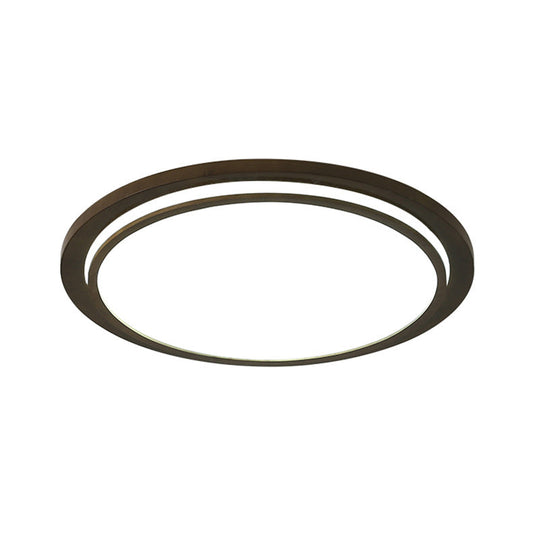 Modern Wood Drum LED Flush Light Fixture – Brown, Ceiling Mounted Lamp in Warm/White/Natural Light – 15"/18"/23" Wide