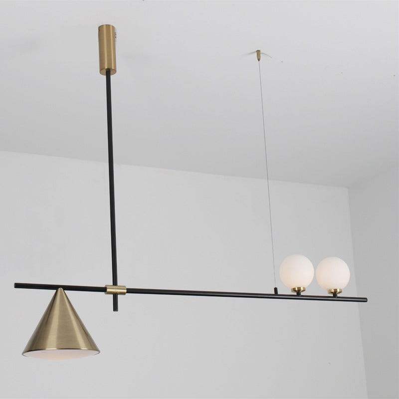 Contemporary Metal Cone Island Light with 3 Heads and Gold/Black Finish for Dining Room Ceiling
