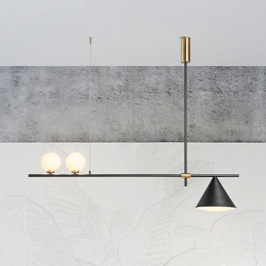 Contemporary Metal Cone Island Light with 3 Heads and Gold/Black Finish for Dining Room Ceiling