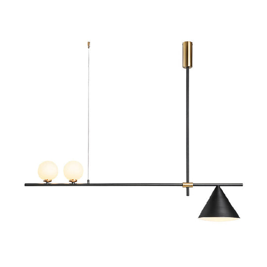 Contemporary Metal Cone Island Light with 3 Heads and Gold/Black Finish for Dining Room Ceiling