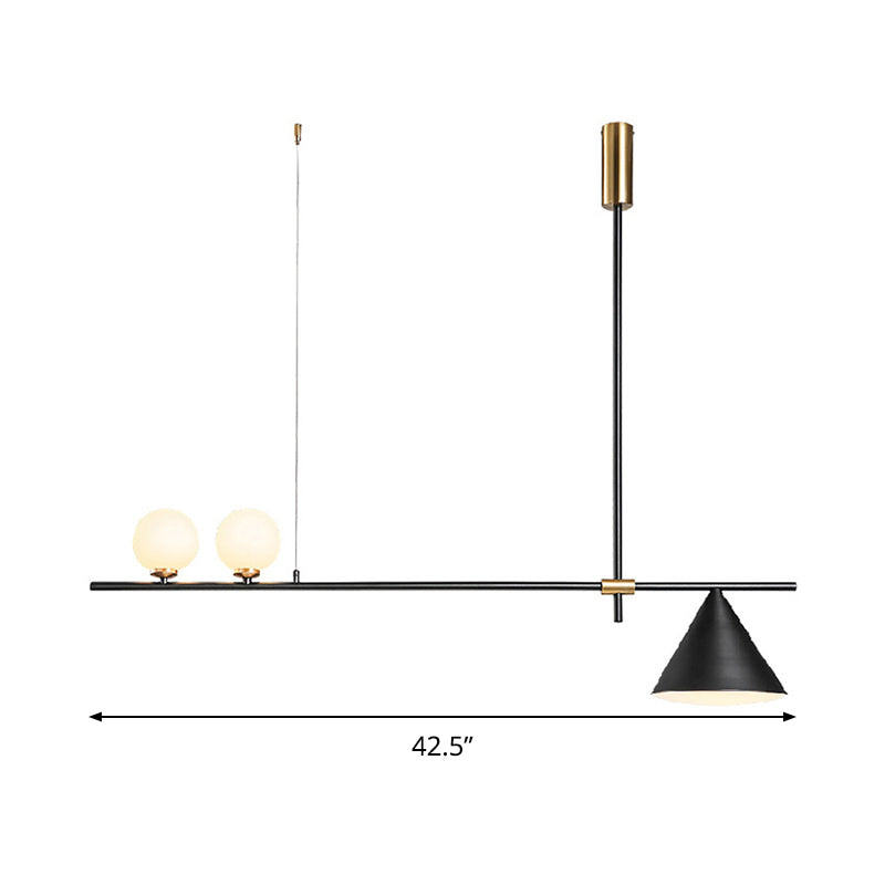 Contemporary Metal Cone Island Light with 3 Heads and Gold/Black Finish for Dining Room Ceiling