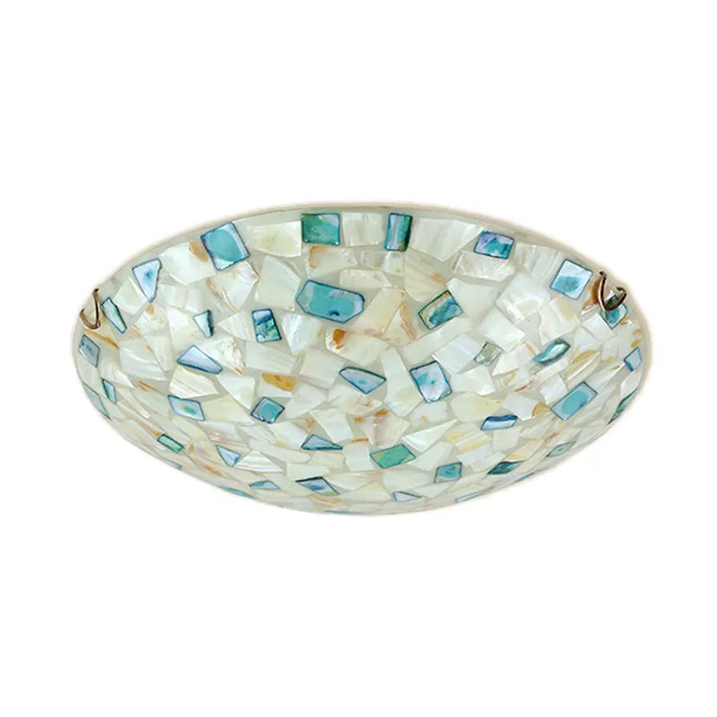 Tiffany Ceiling Light, Medium Flush Mount Fixture - Decorative Mosaic Bowl Shade for Bedrooms