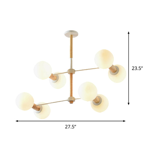 White Glass Orb Chandelier - Modernism Style, 8/12 Lights, Ideal for Living Room